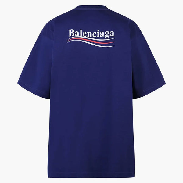 Balenciaga Campaña Política Camiseta de gran tamaño azul oscuro/multi