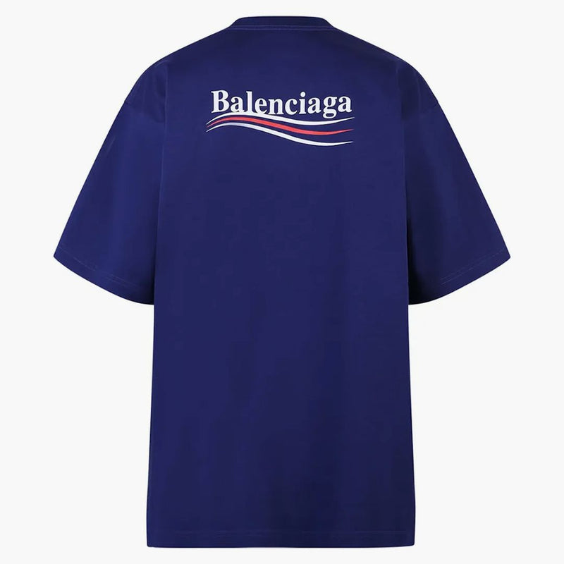 Balenciaga Campaña Política Camiseta de gran tamaño azul oscuro/multi