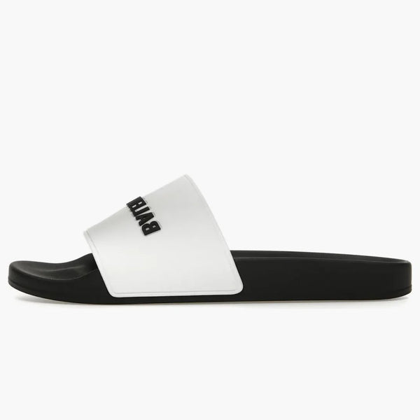 Balenciaga Pool Slides Logo White Black