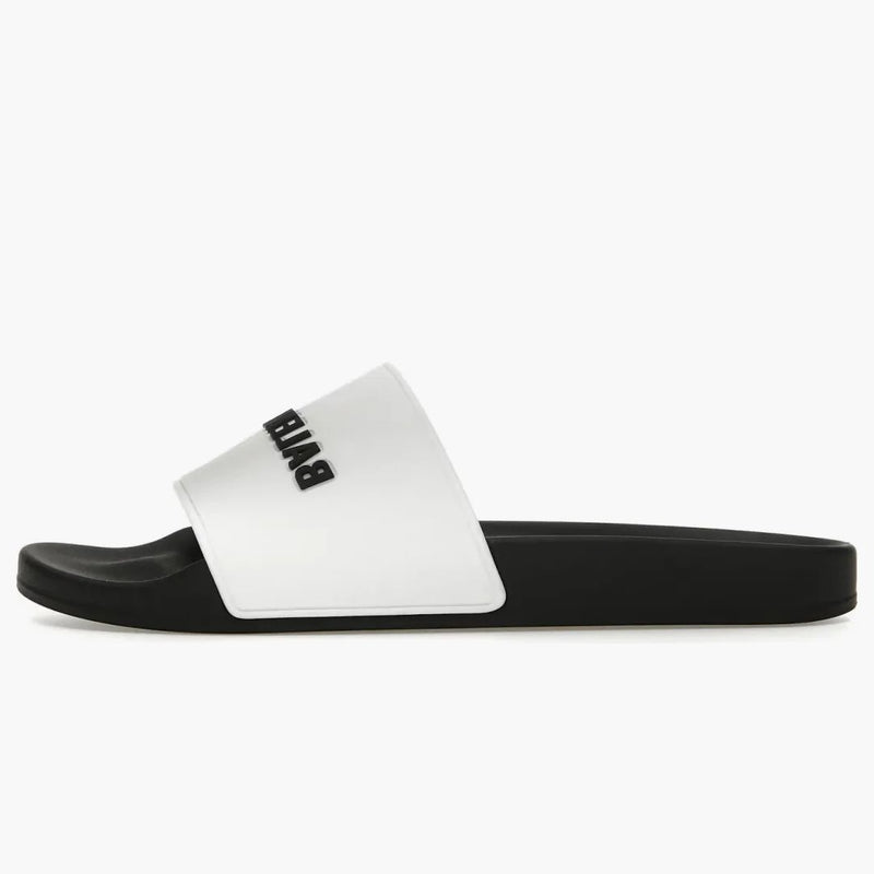 Balenciaga Pool Slides Logo White Black