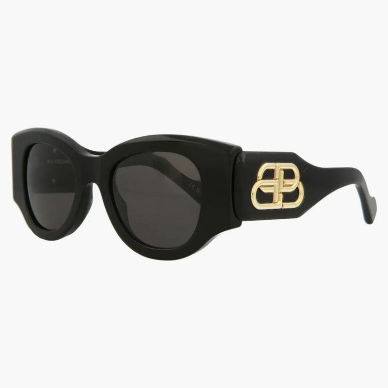 Balenciaga kulatý rám acetát sluneční brýle černá/šedá (BB0070S-30008288-006)