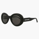 Balenciaga rund ramacetat solglasögon svart/grå (BB0074S-30008394-001-00011)