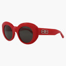Gafas de sol ovales redondas de Balenciaga rojo/gris (BB0235S-30013502-003)