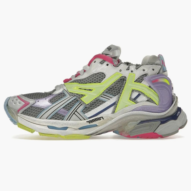 Balenciaga Runner Leather Free Gray Light Purple Neon Yellow White