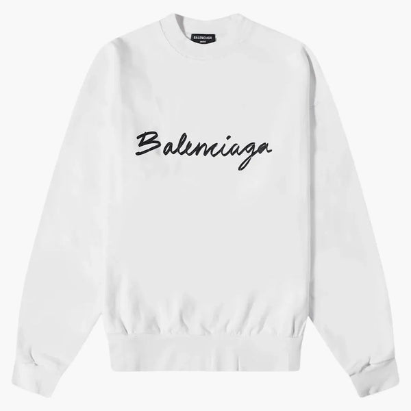Logo Balenciaga Script CrewNeck White/Black