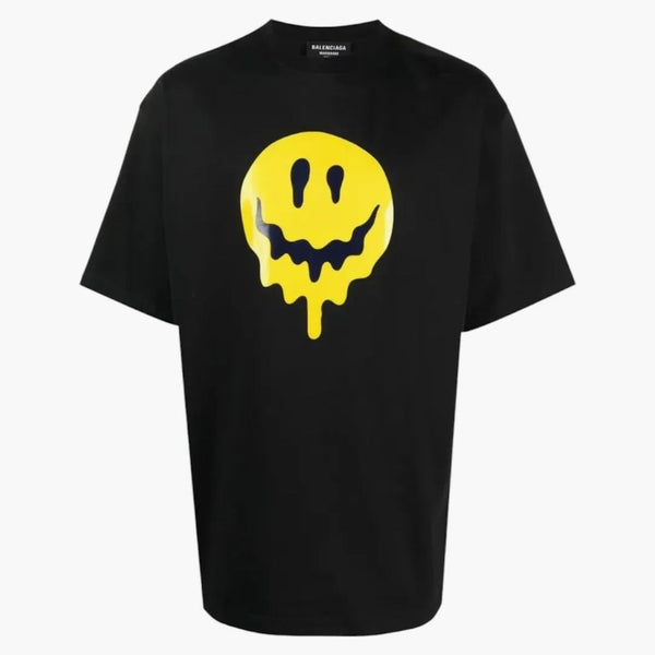 Balenciaga Smiley Face Tramp Camiseta Negra