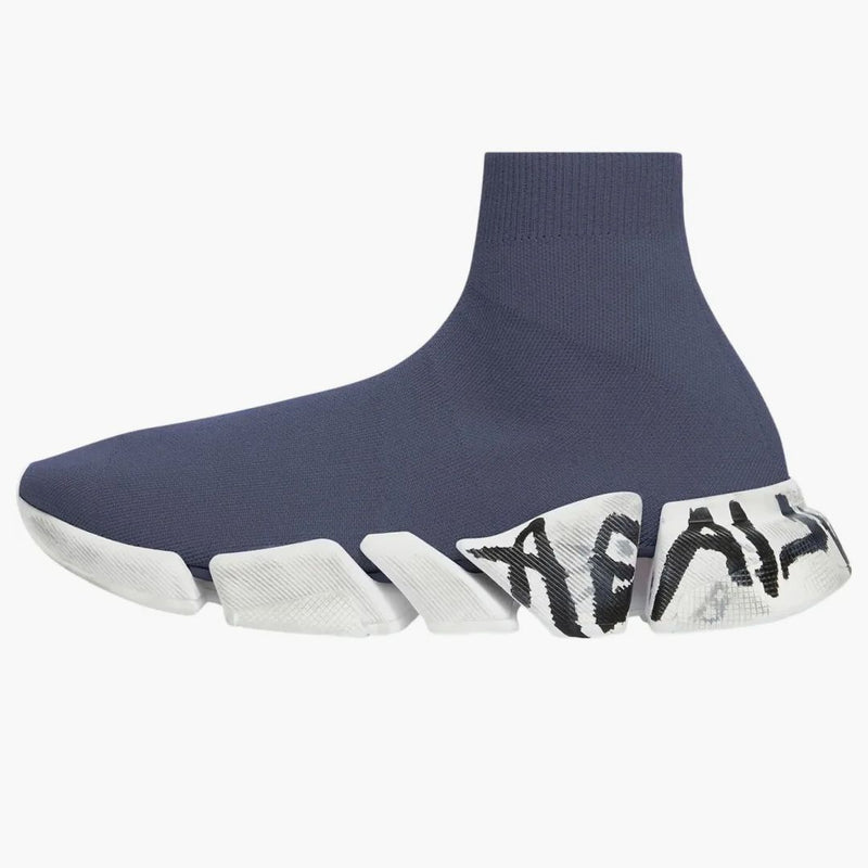 Balenciaga Speed ​​2.0 Graffiti Recycled Knit Dark Gray White