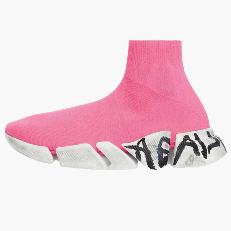 Balenciaga Speed ​​2.0 Graffiti Recycled Knit Fluo Pink (Women's)