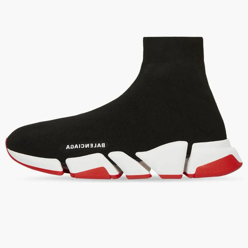 Balenciaga Speed ​​2.0 Recycled Knit Black White Red Sole