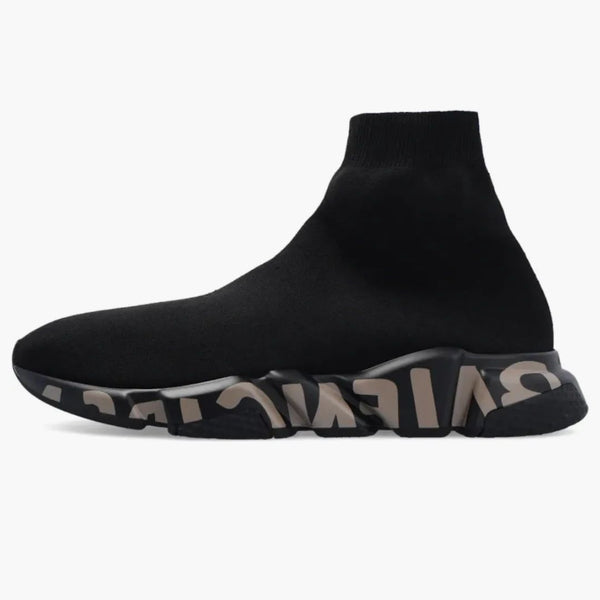 Balenciaga Speed ​​Graffiti Trainers Black Dark Beige