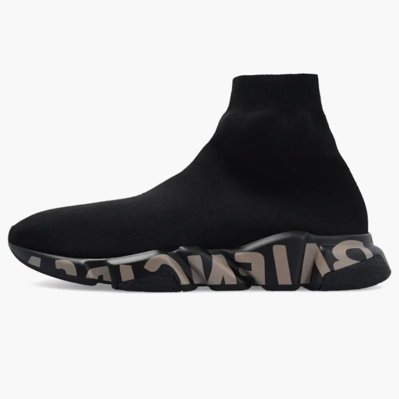 Balenciaga Speed ​​Graffiti Trainers Black Dark Beige