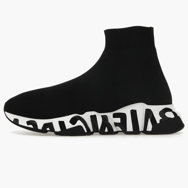 Balenciaga Speed ​​Graffiti Trainers White Black Logo (Women's)