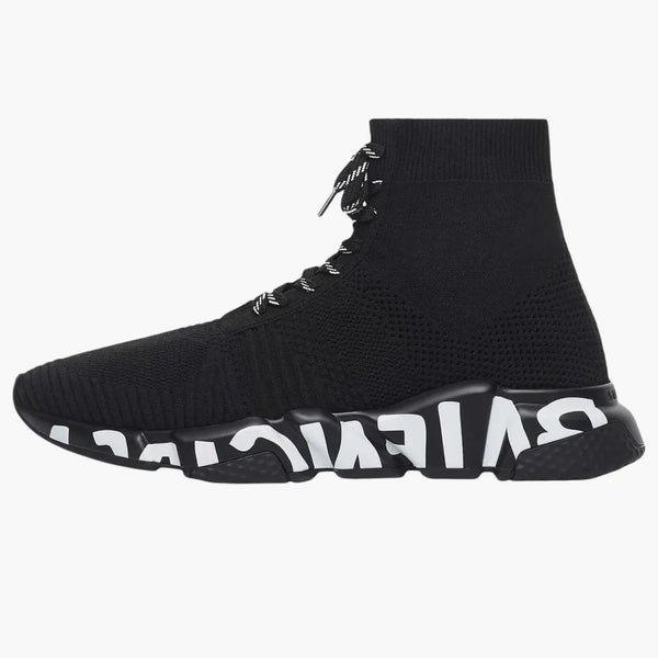 Balenciaga Speed ​​Lace Up Graffiti Recycled Knit Black