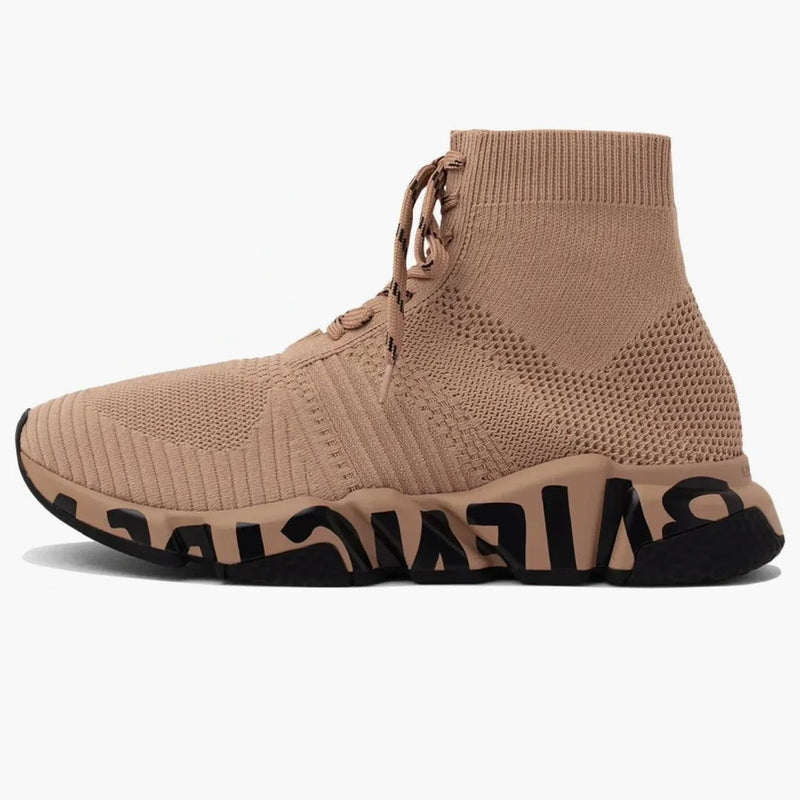 Balenciaga Speed ​​Lace Up Graffiti Recycled Knit Graffiti Beige Black