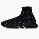 Balenciaga Speed ​​Trainer 2.0 över hela logotypen svart vit