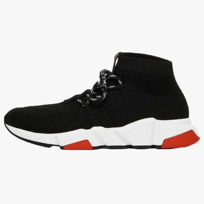 Balenciaga Speed ​​Trainer Lace Up Black Black White Red