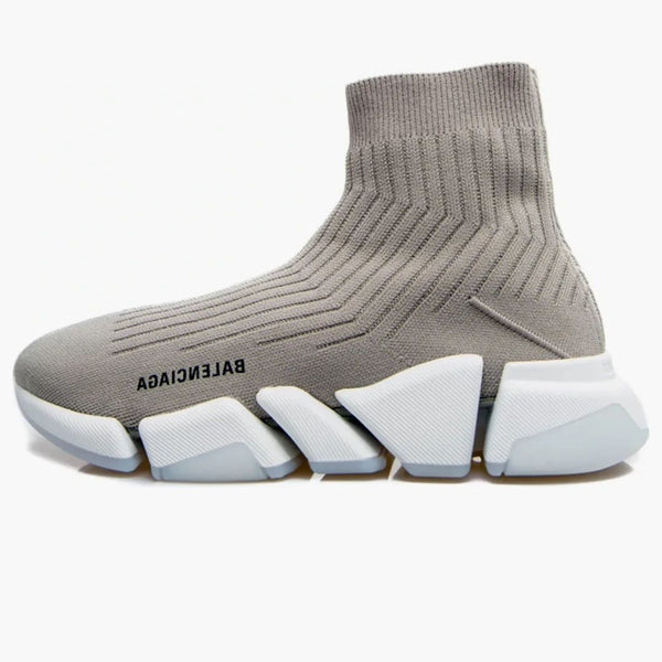 Balenciaga Speed ​​Trainer Rib-Knit Light Gray