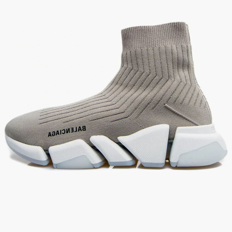 Balenciaga Speed ​​Trainer Rib-Knit Light Gray