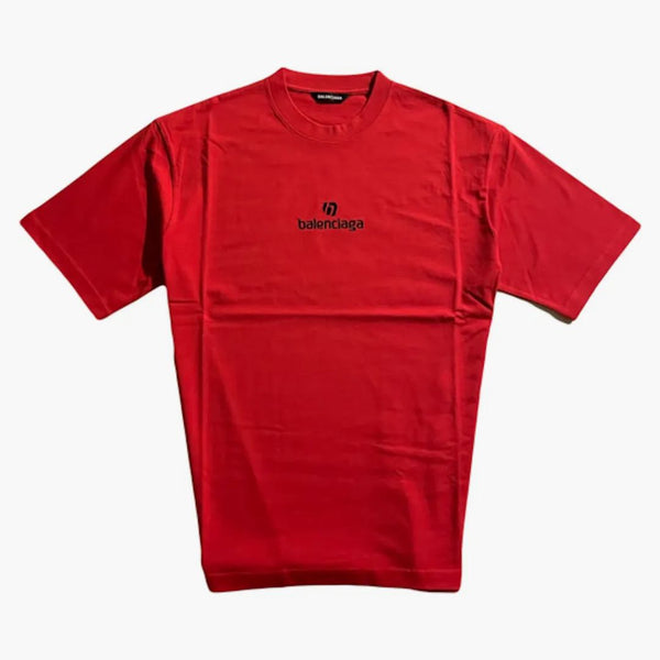 Balenciaga Patrocinador Logotipo Camiseta de ajuste pequeño Red
