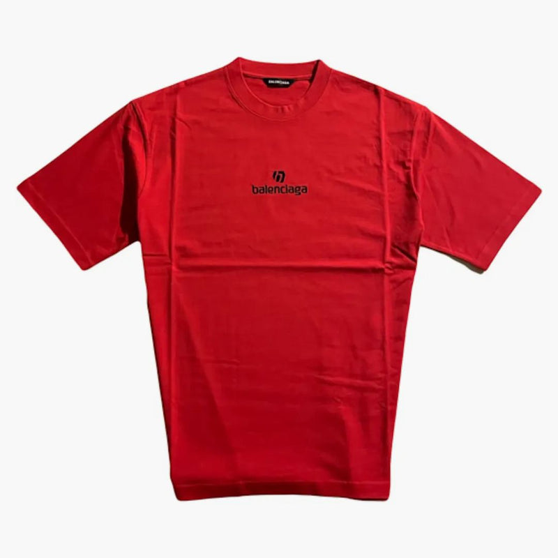Balenciaga Patrocinador Logotipo Camiseta de ajuste pequeño Red