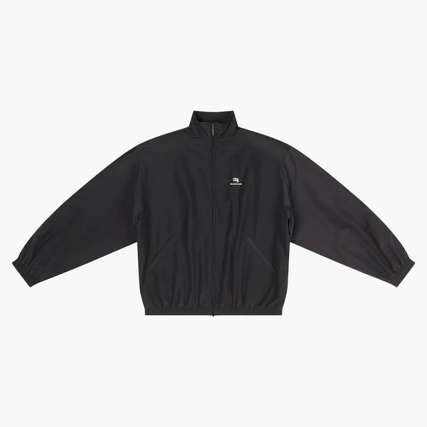 Balenciaga Sporty B Nadměrné teplákové soupravy Nylon Jacket Black/White Logo