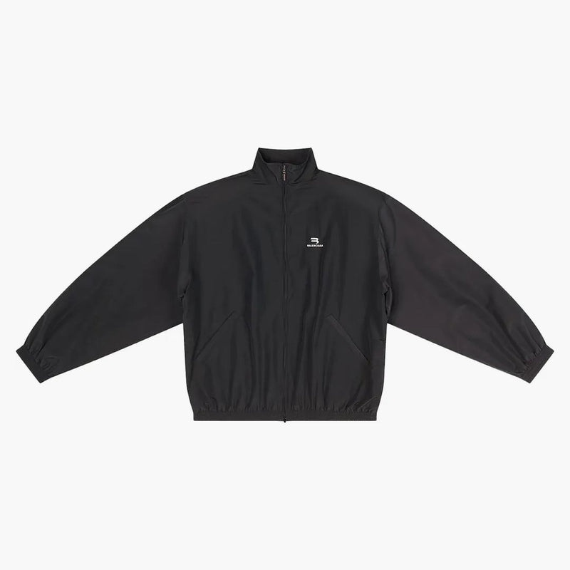 Balenciaga Sporty B Nadměrné teplákové soupravy Nylon Jacket Black/White Logo