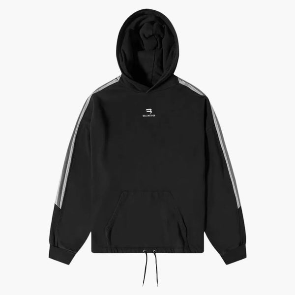 Balenciaga Sporty B Side Stripe Sampanía de gran tamaño Negro/Gris/Blanco