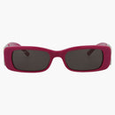 Balenciaga Square Rectangle Solglasögon Fuchsia/Silver/Gray (BB0096S-3000871-016)
