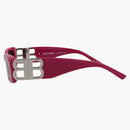 Balenciaga Square Rectangle Solglasögon Fuchsia/Silver/Gray (BB0096S-3000871-016)