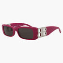 Balenciaga Square Rectangle Solglasögon Fuchsia/Silver/Gray (BB0096S-3000871-016)