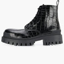 Balenciaga Strike 20mm Croc Embossed Lace Up Boot Black