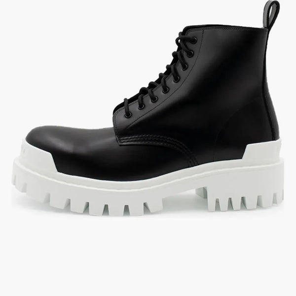 Balenciaga Strike Lace-up Boot Black White