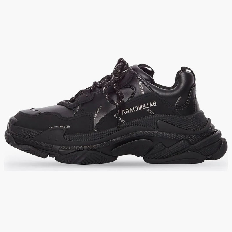 Balenciaga Triple S All logotipo de cuero gris negro gratis