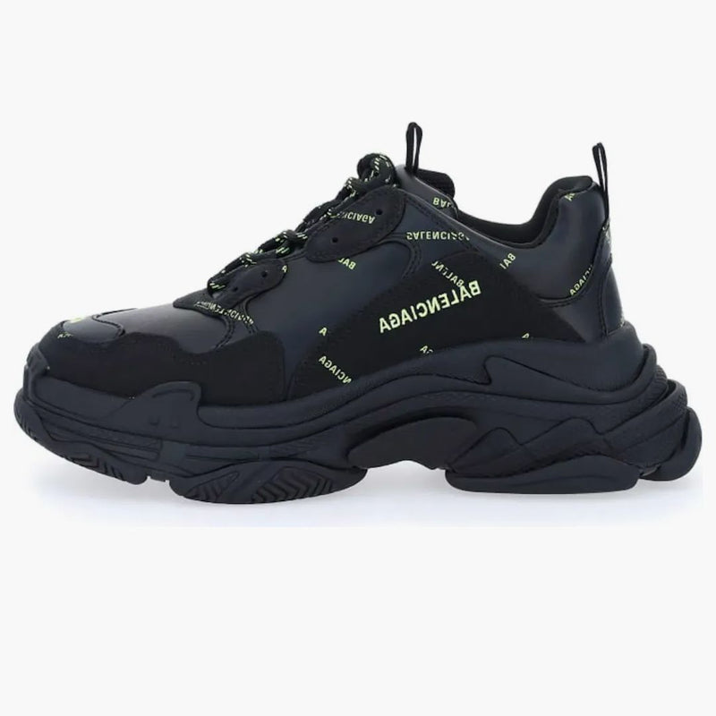 Balenciaga triple s allover logo black green