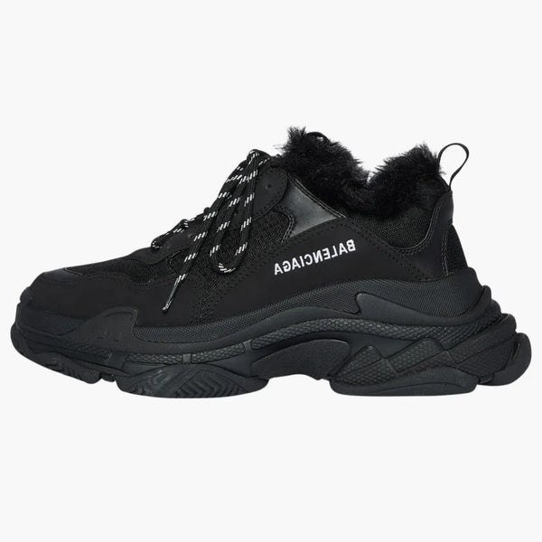 Balenciaga triple S fake fur black