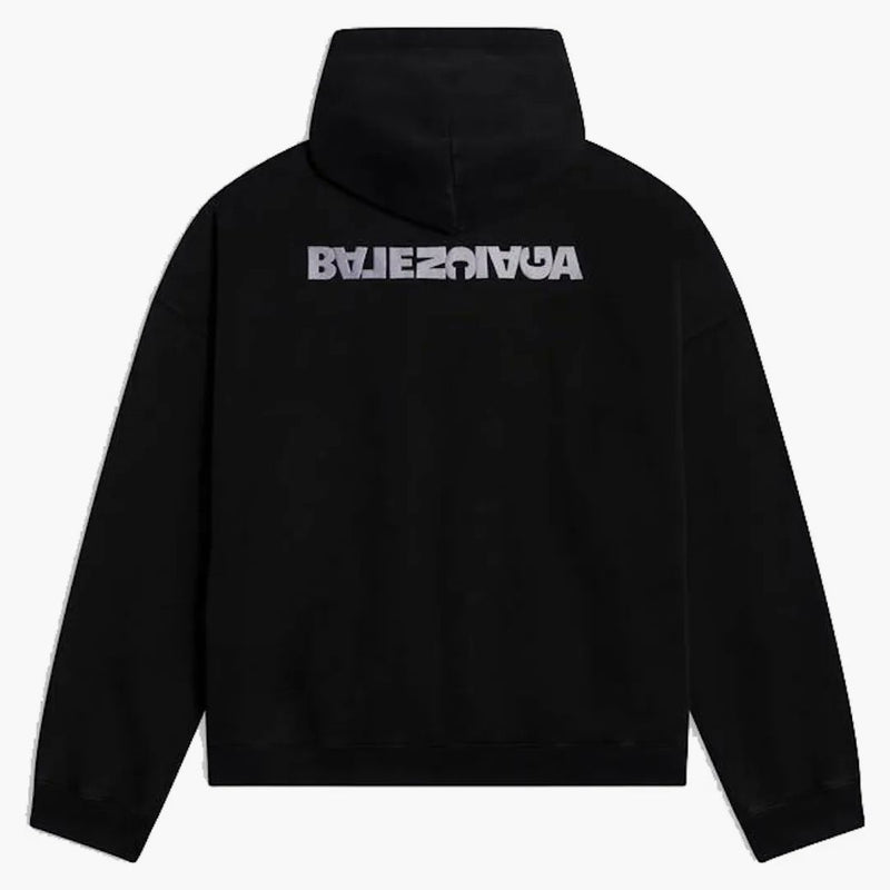 Balenciaga Gurn-Wide Fit Zip-Up Hoodie Black