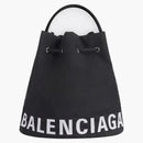 Balenciaga Wheel Drawstring Bucket Bag Extra Small Black