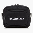 Balenciaga Wheel Logo Embroidered Camera Bag Black