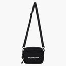 Balenciaga Wheel Logo Embroidered Camera Bag Black