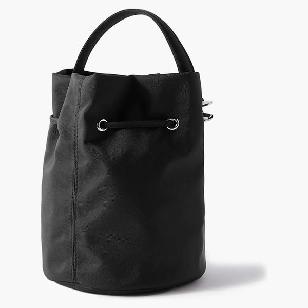 Bolso de cubo de cordón de cáscara de rueda de Balenciaga XS Negro/Blanco