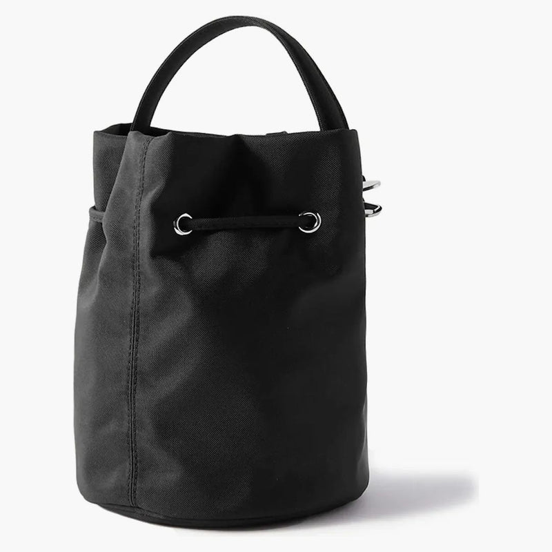 Bolso de cubo de cordón de cáscara de rueda de Balenciaga XS Negro/Blanco
