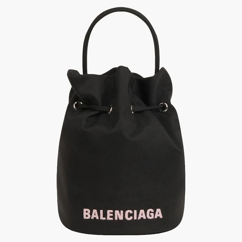 Balenciaga Wheel XS Drawstring Bucket Bag Black