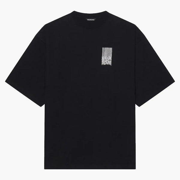 Camiseta de código de barras de Balenciaga Wide Fit Negro