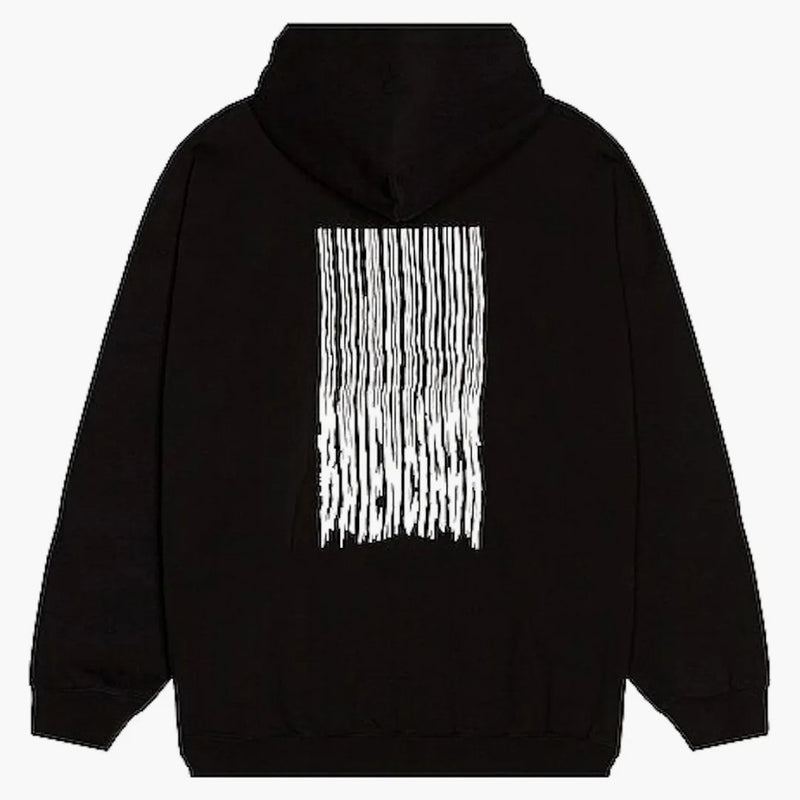 Balenciaga Women Barcode Logo Cotton Hoodie Black