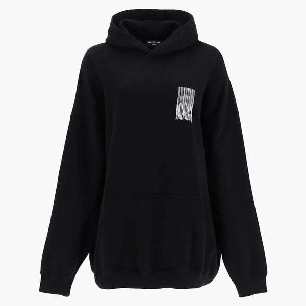 Balenciaga Women Barcode Logotipo de algodón sudadera con capucha de algodón