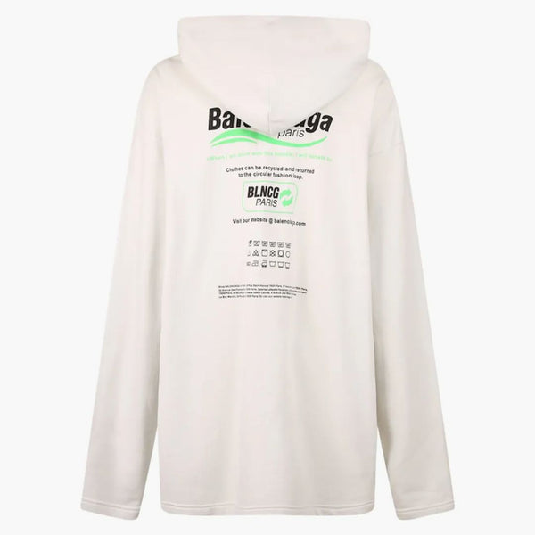 Balenciaga Mujeres limpieza en seco sudadera con capucha cuadrada blanca