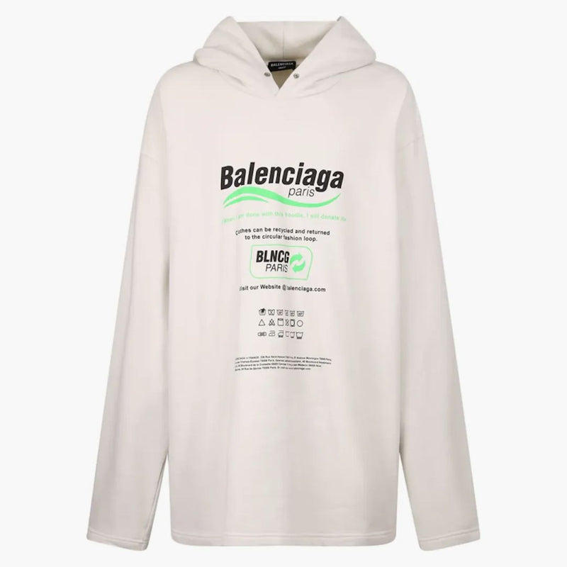 Balenciaga Mujeres limpieza en seco sudadera con capucha cuadrada blanca