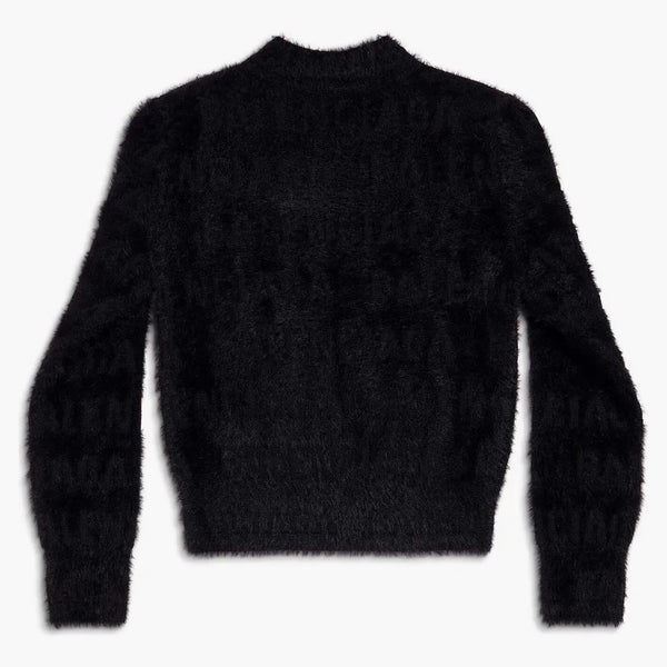 Balenciaga Women's Bal horizontální atover chlupatý svetr v černé černé barvě