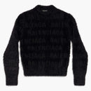 Balenciaga Women's Bal Horizontal Allover Furry Fitted Sweater in Black Black