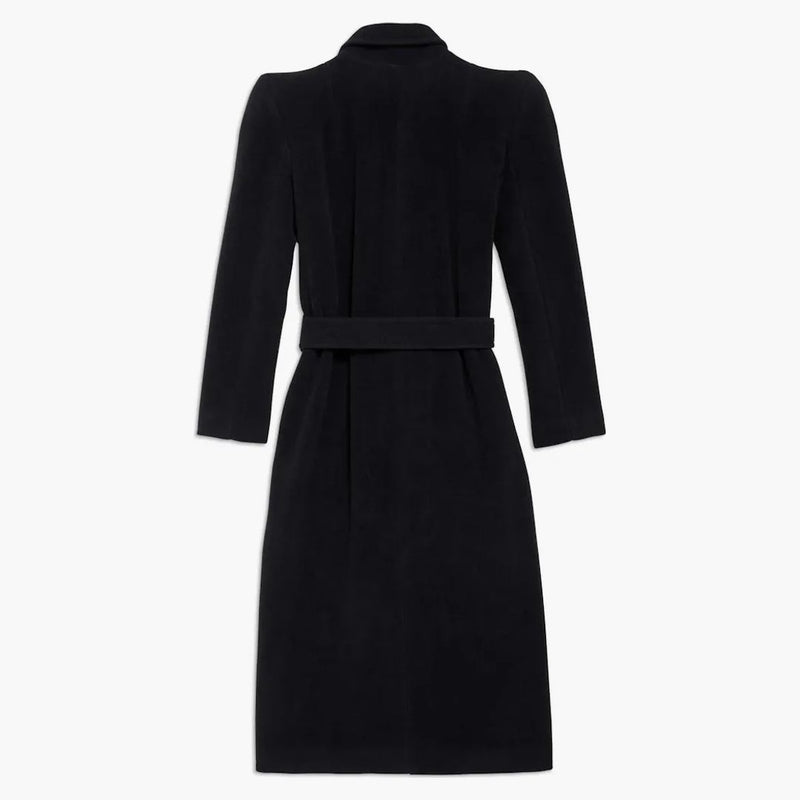 Balenciaga Women's Round Shoulder Fitted Coat In Black Black